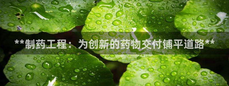九游老哥俱乐部官网登录入口：**制药工程：为创新的药物交付铺平道路**